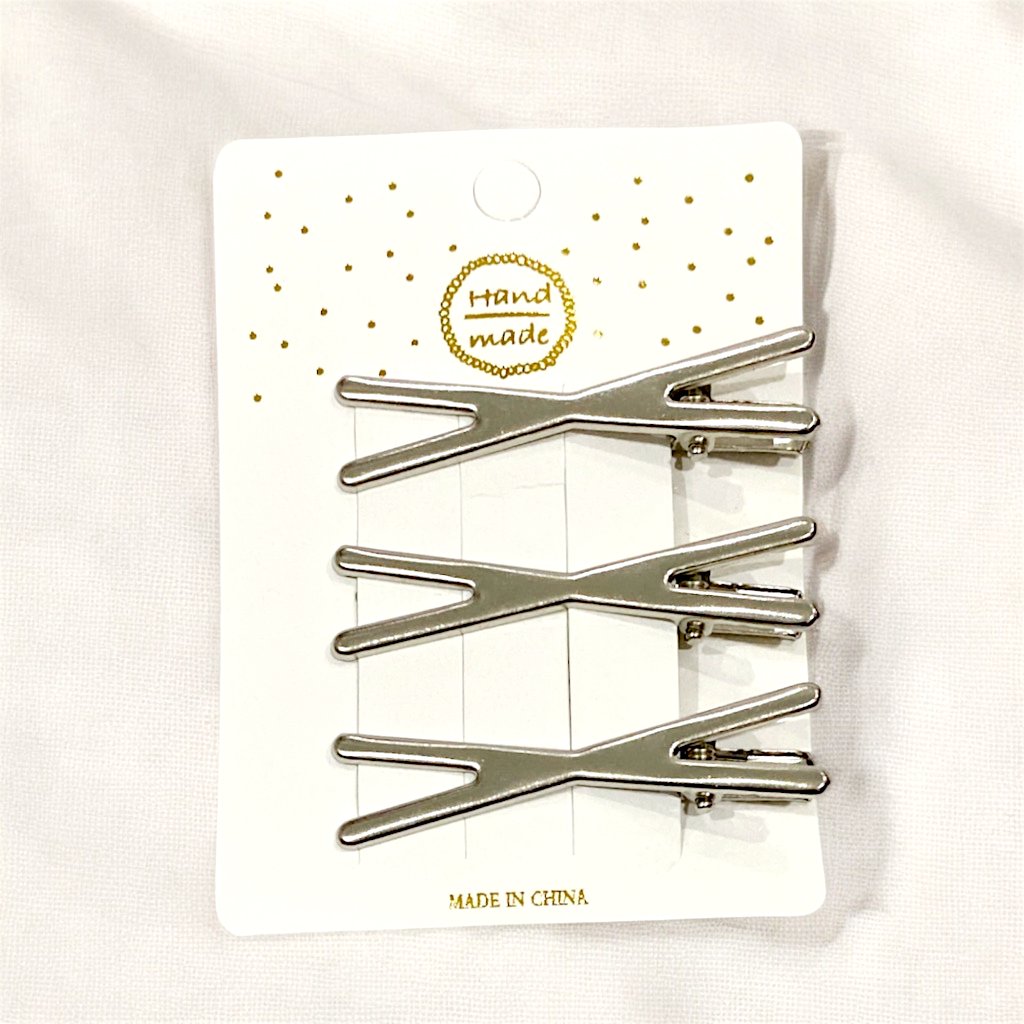 13.1 Set 4 kẹp tóc mái mỏ vịt hình chéo X dễ thương 4,5cm