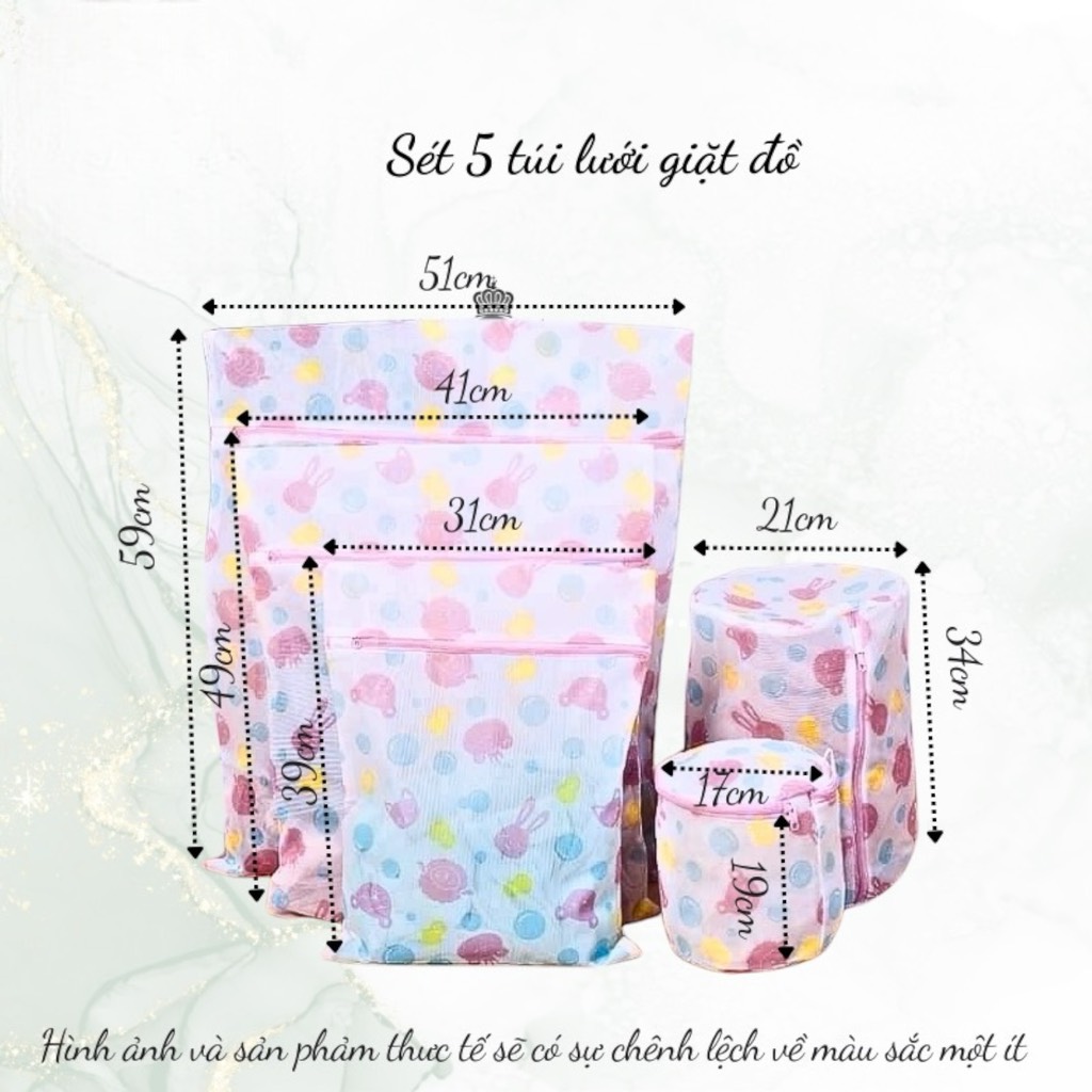 Sét 5 túi lưới giặt đồ