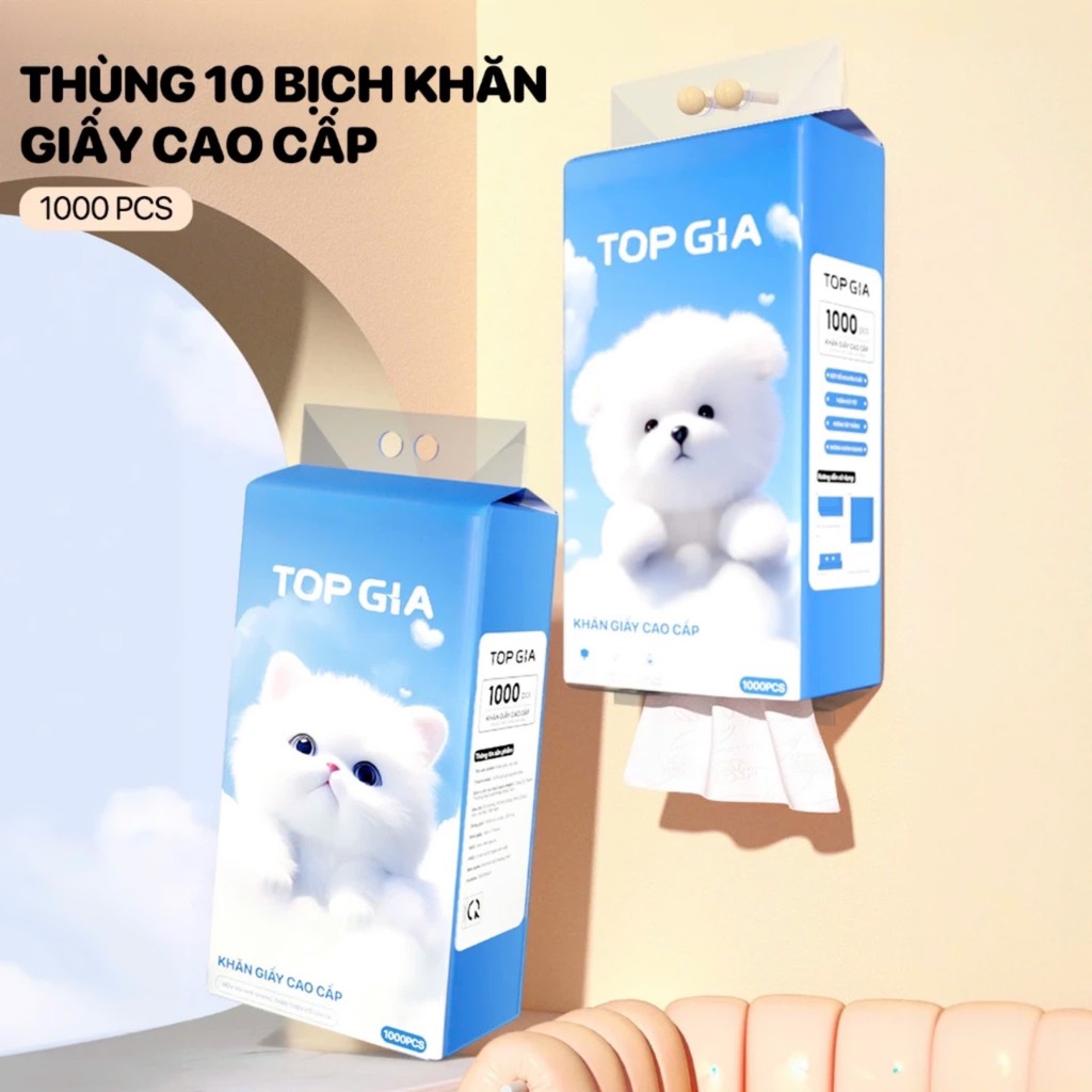 Bịch 1000 tờ khăn giấy rút Top Gia 130x175mm