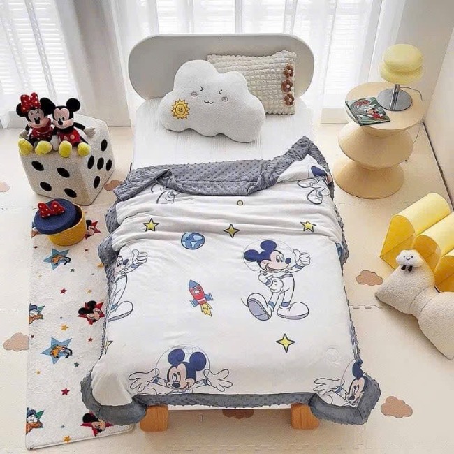 Chăn/Mềm Vải Lụa Hạt Đậu 3D Hoạt Hình 1m1x1m5