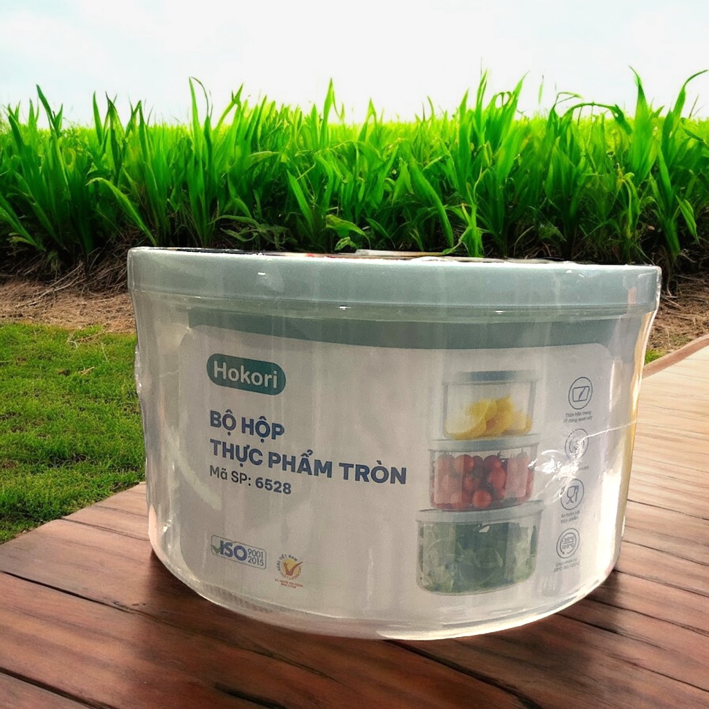 S4. Bộ 3 hộp thực phẩm tròn Hokori Việt Nhật 6528