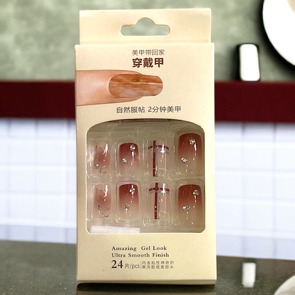 Set 24 móng đính đá kiểu keo