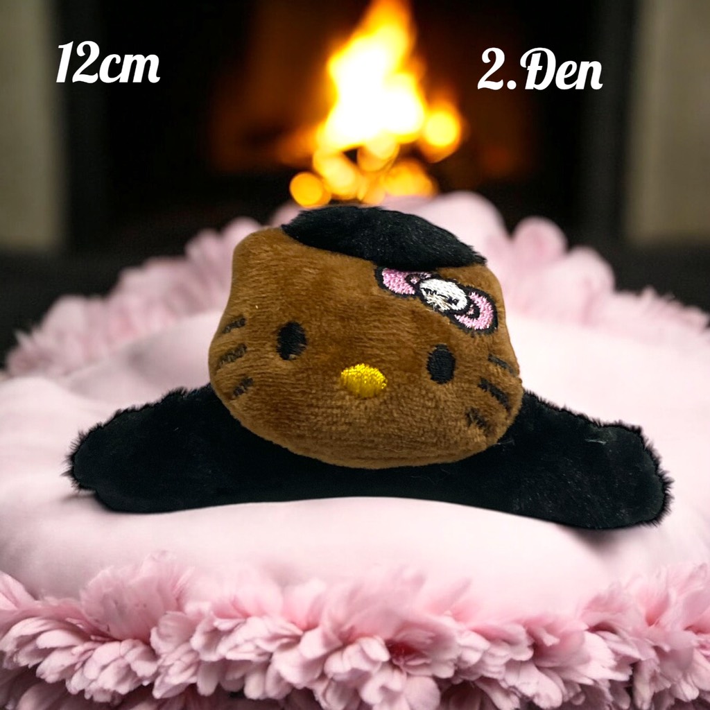 T6. Kẹp tóc càng cua lông mèo Hello Kitty dễ thương 12cm