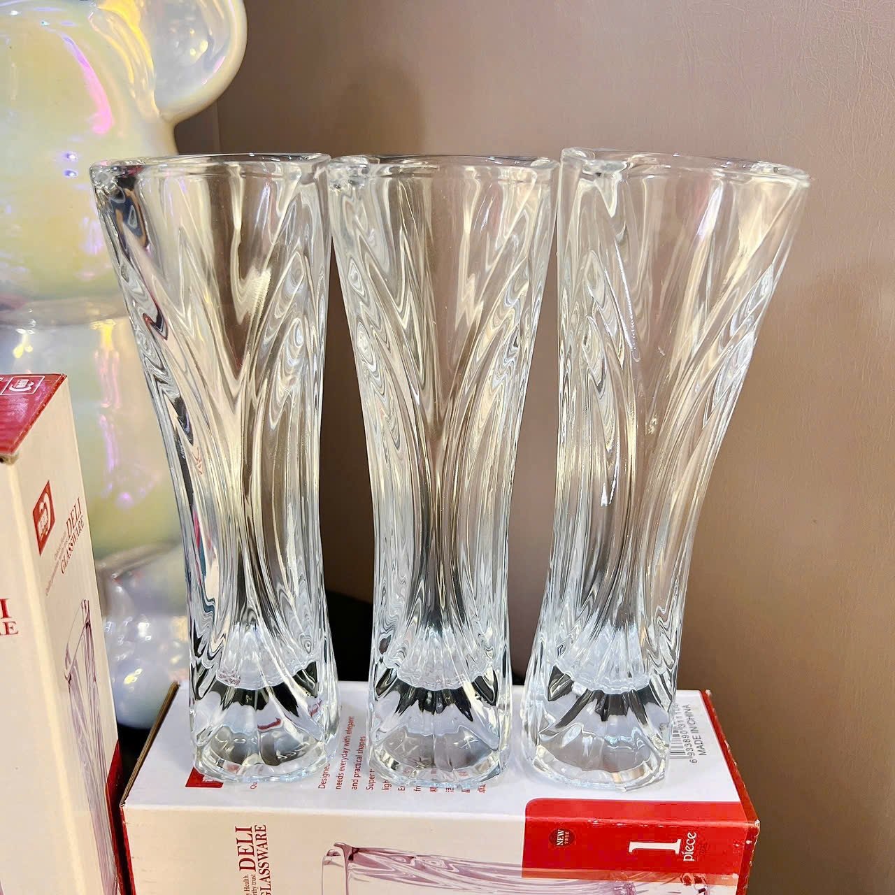 Bình/Lọ Hoa Thủy Tinh Trong Suốt 17cm