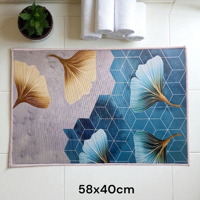 Thảm chân vải chữ nhật hoa 3D