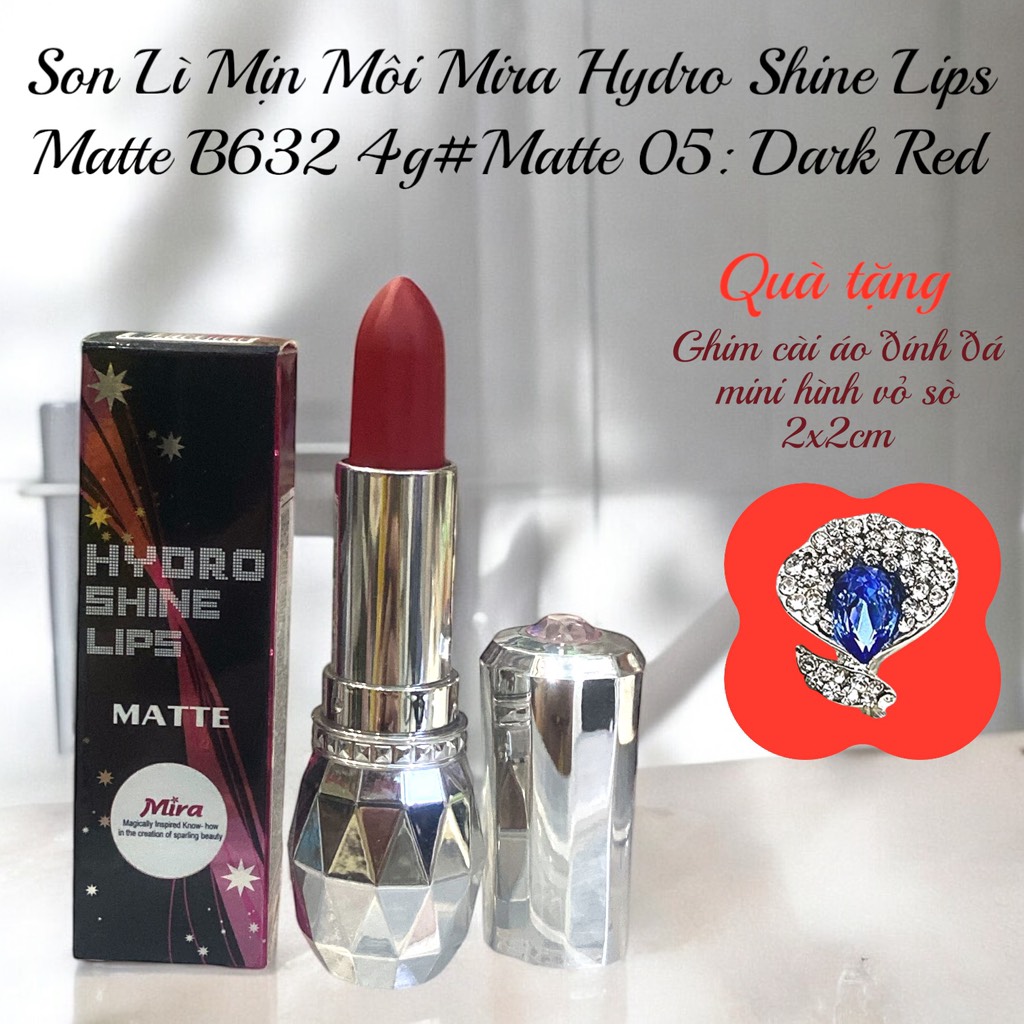 Son Thỏi Mira Hydro Shine Lips Matte B632 Lì Mịn Môi 4g