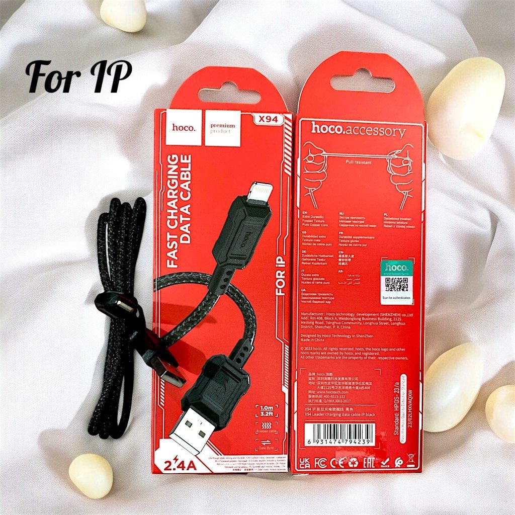 19.17 Cáp Sạc Dây Dù Hoco Chống Gãy Đứt  X94 IP, Micro, Type-C