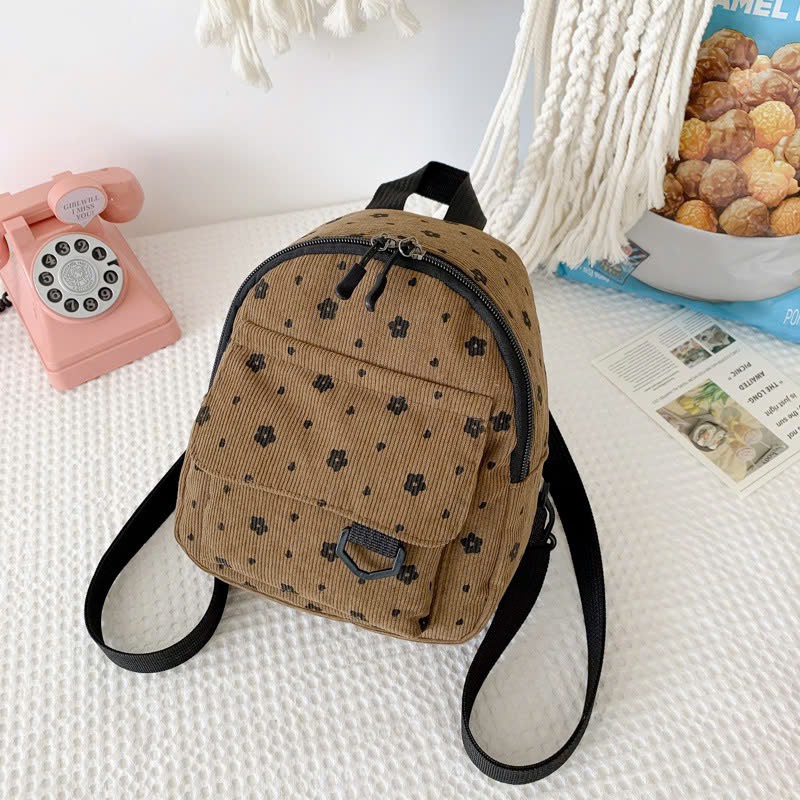 Balo vải nhung họa tiết hoa nhí 19*22*8cm