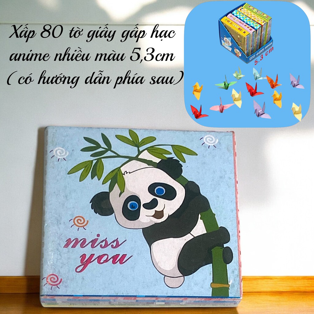 Xấp 80 tờ giấy gấp hạc anime nhiều màu 5,3cm