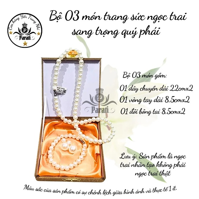 HLK Bộ 03 món ngọc trai nhân tạo sang trọng quý phái Việt Nam