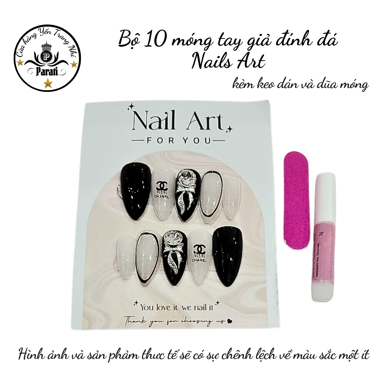 Bộ 10 m.óng ta.y gi.ả nhọn mẫu mới kèm keo dán