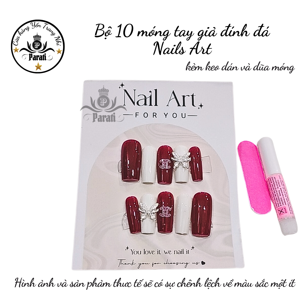 Bộ 10 m.óng ta.y gi.ả nhọn mẫu mới kèm keo dán