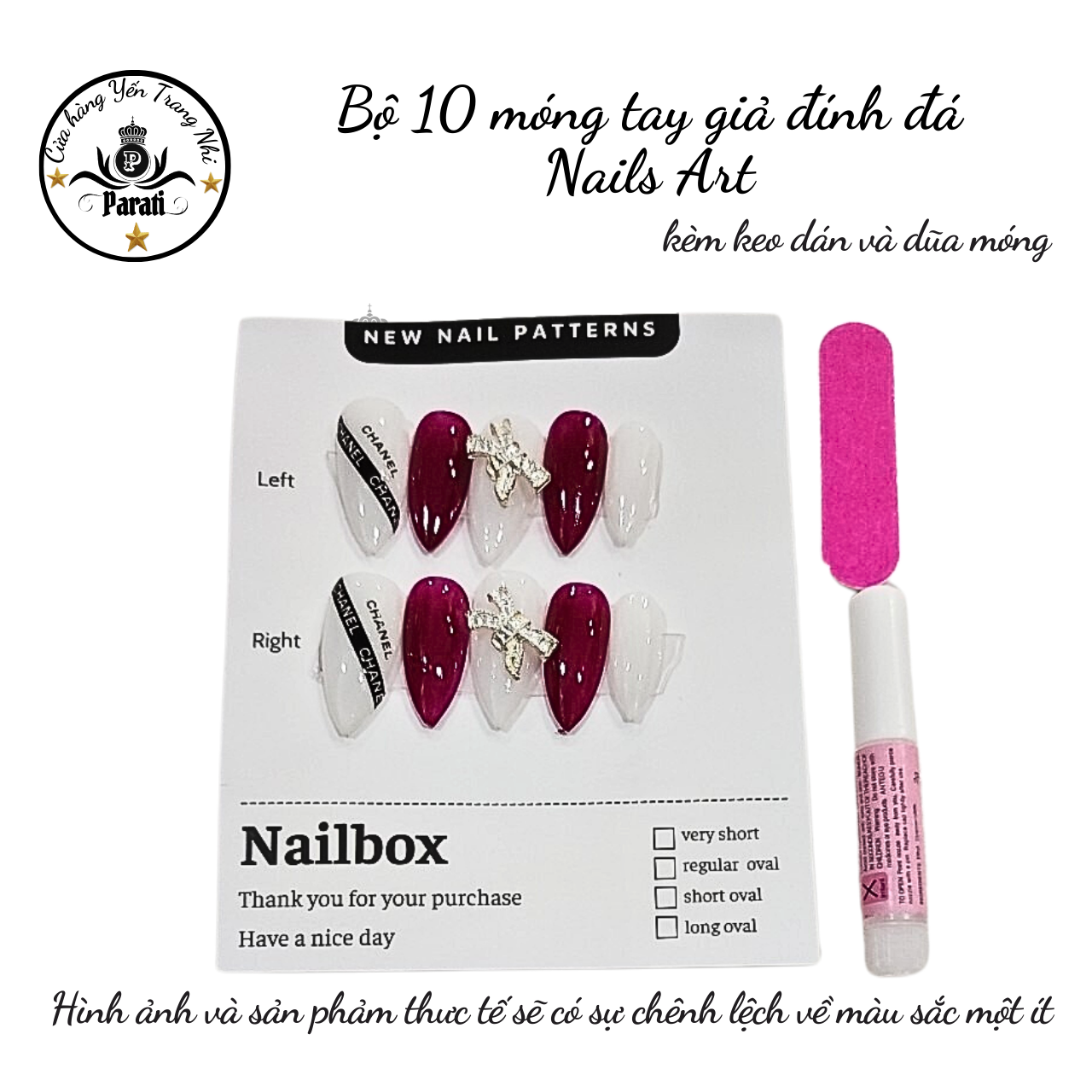 Bộ 10 m.óng ta.y gi.ả nhọn mẫu mới kèm keo dán