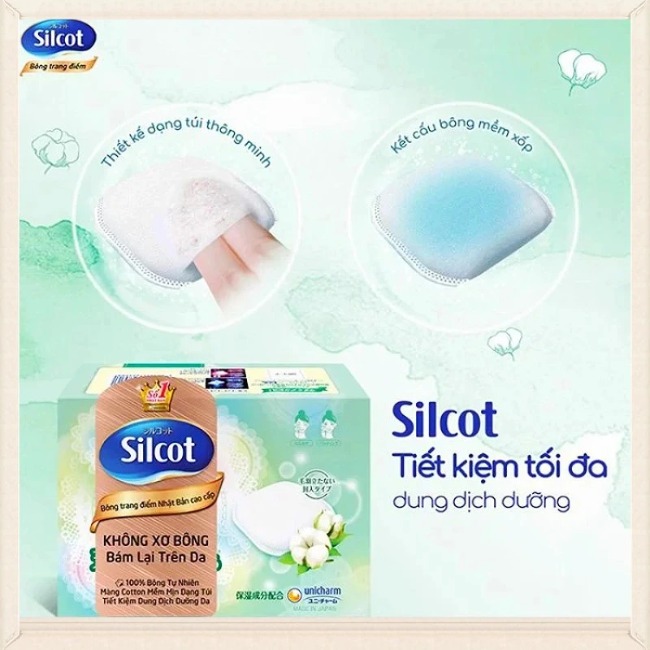Hộp 66 Miếng Bông Tẩy Trang Với Sợi Bông Cao Cấp Silcot Premium