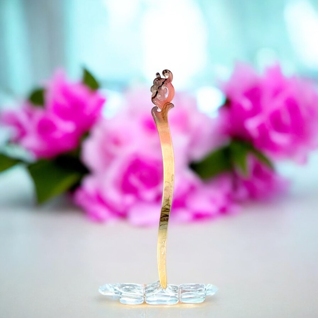 14.21 Trâm cài tóc nhựa họa tiết vân sa.ng trọng 18cm