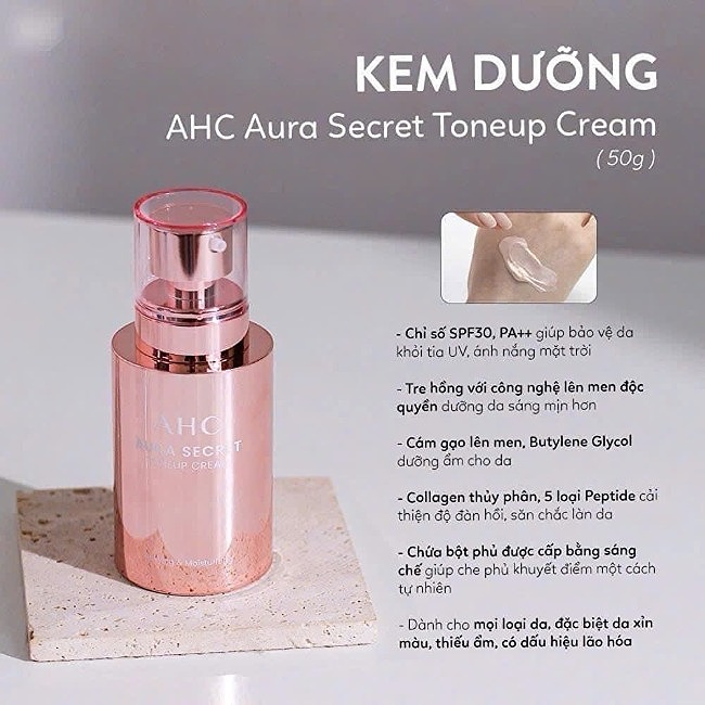 Kem dưỡng trắng da nâng tone AHC Aura Secret Toneup Cream SPF30/PA++50g