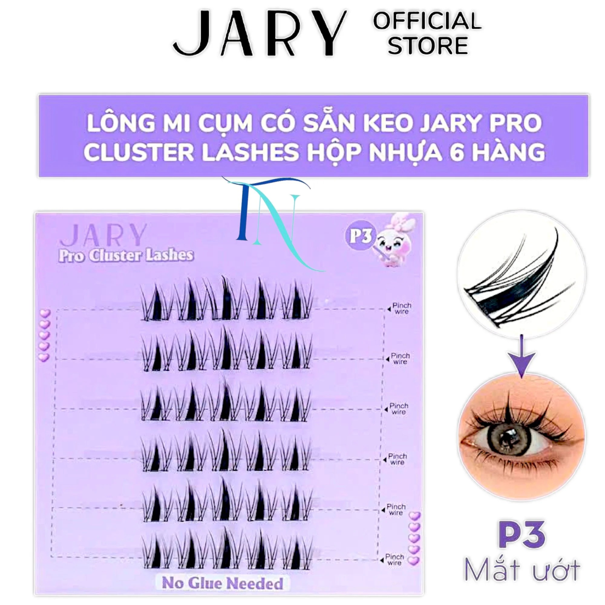 14.7-14.6.Hộp mi giả Jary Pro Cluster Lashes 6 hàng (có sẵn keo)
