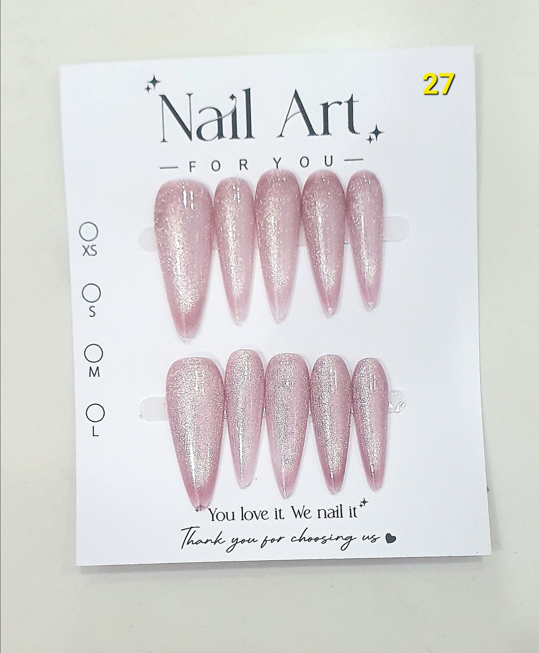 H03. Set 10 móng tay giả mắt mèo kèm keo và giũa móng