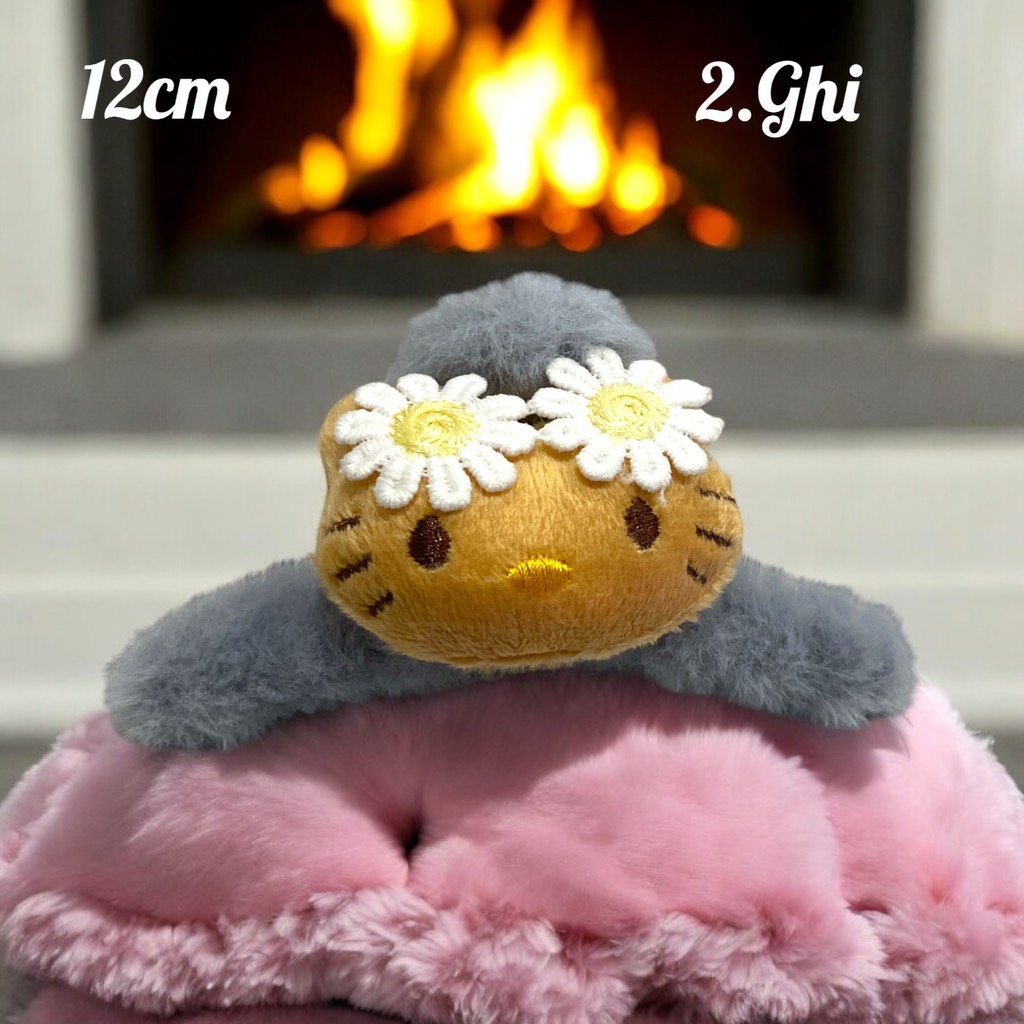 T6. Kẹp tóc càng cua lông mèo Hello Kitty dễ thương 12cm
