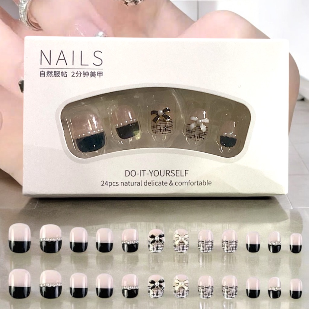 Set 24 móng đính đá kiểu keo