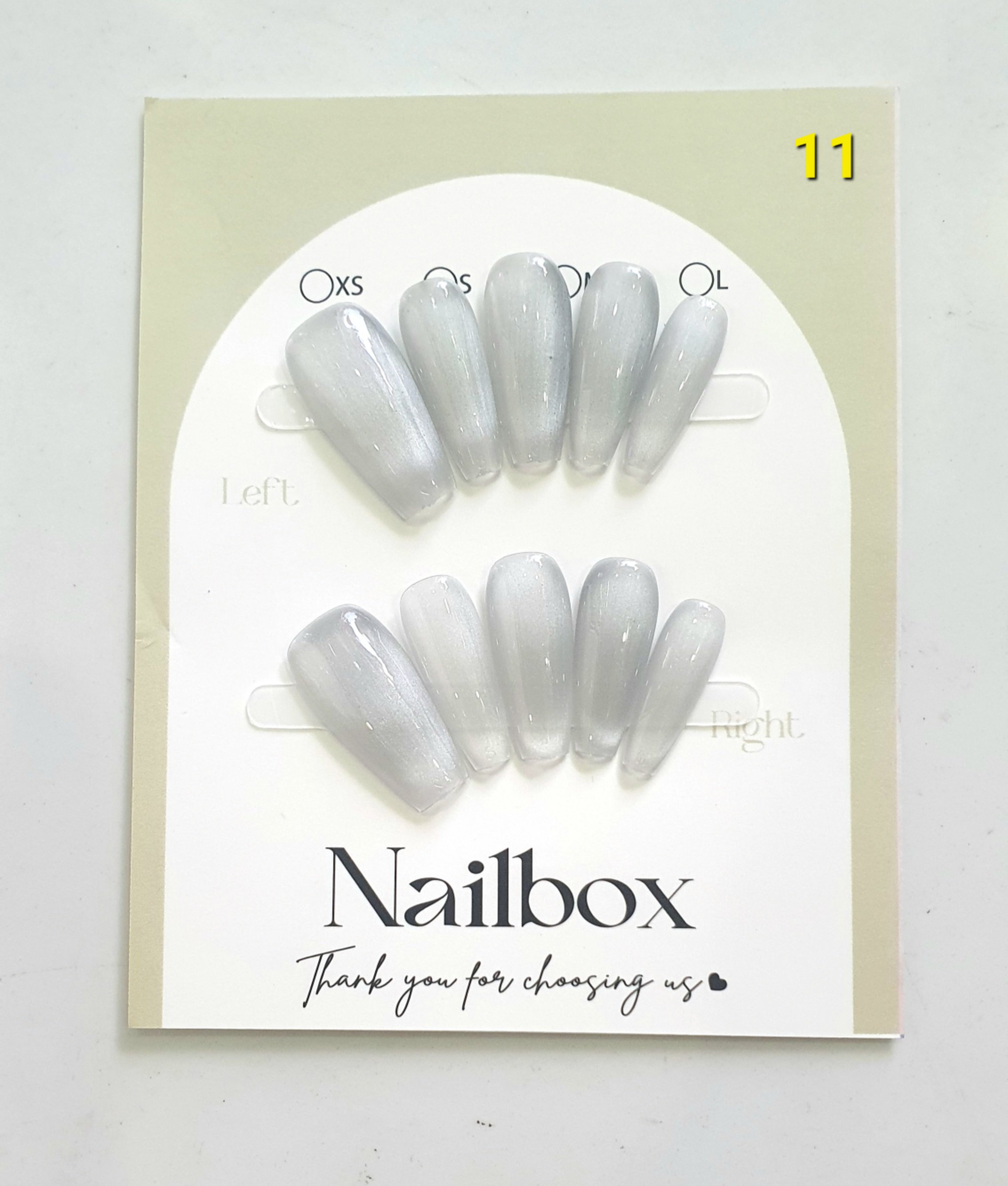 H03. Set 10 móng tay giả mắt mèo kèm keo và giũa móng