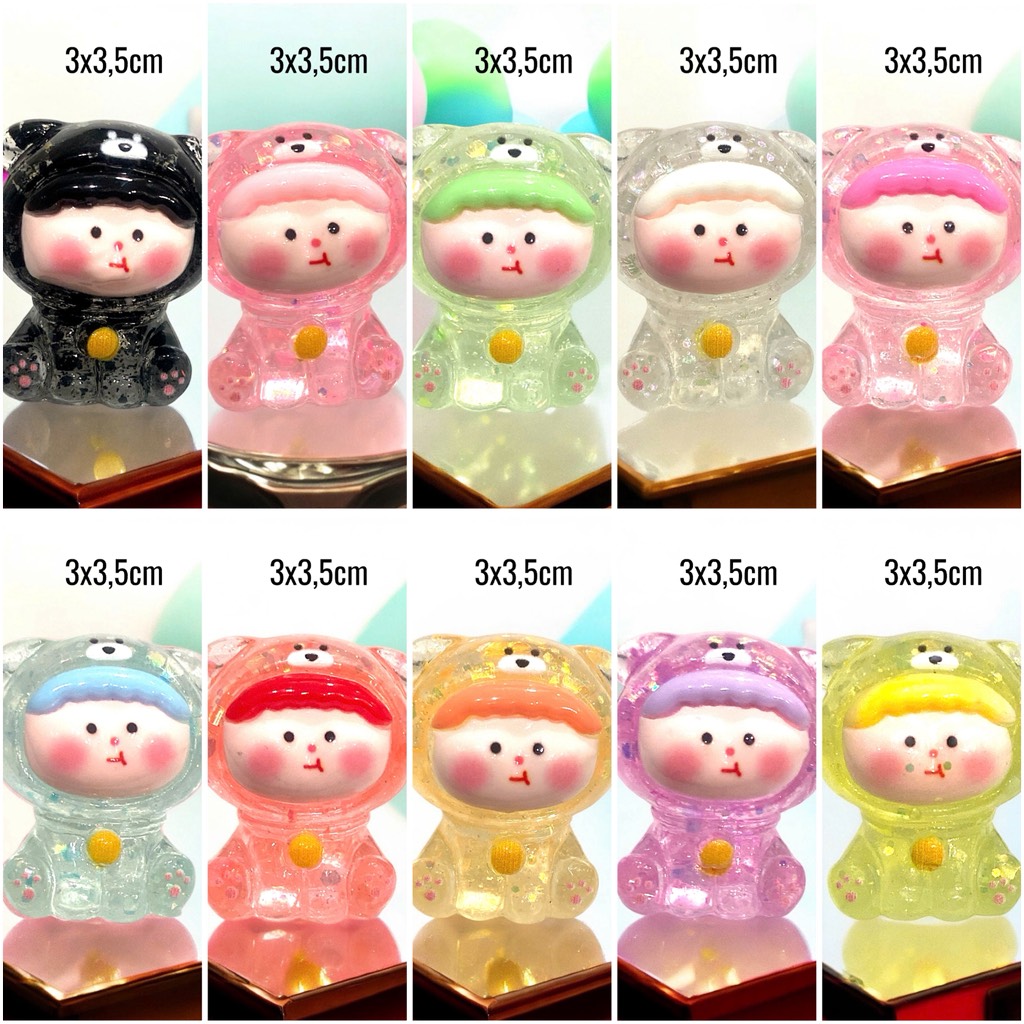 Charm kim tuyến Cún ngồi phát sáng trong suốt dễ thương 3x3,5cm