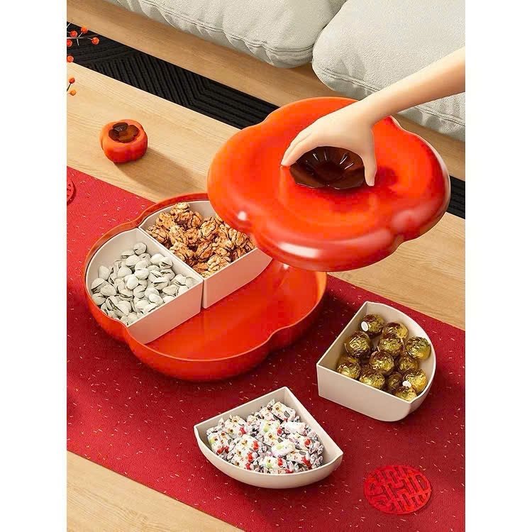 Khay mứt quả hồng 4 ngăn 25x25x8cm