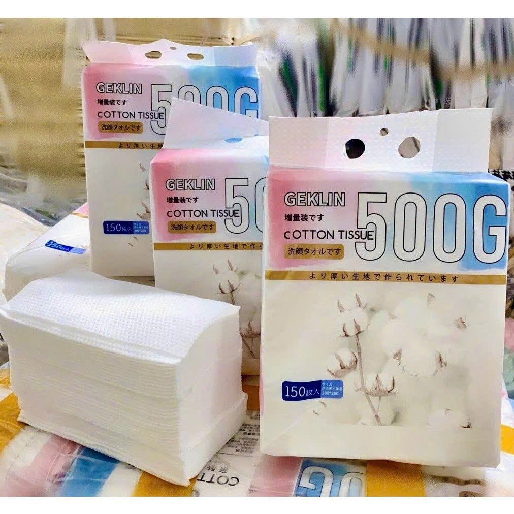 Bịch 150 tờ khăn rút cotton treo tường Geklin 200x200mm