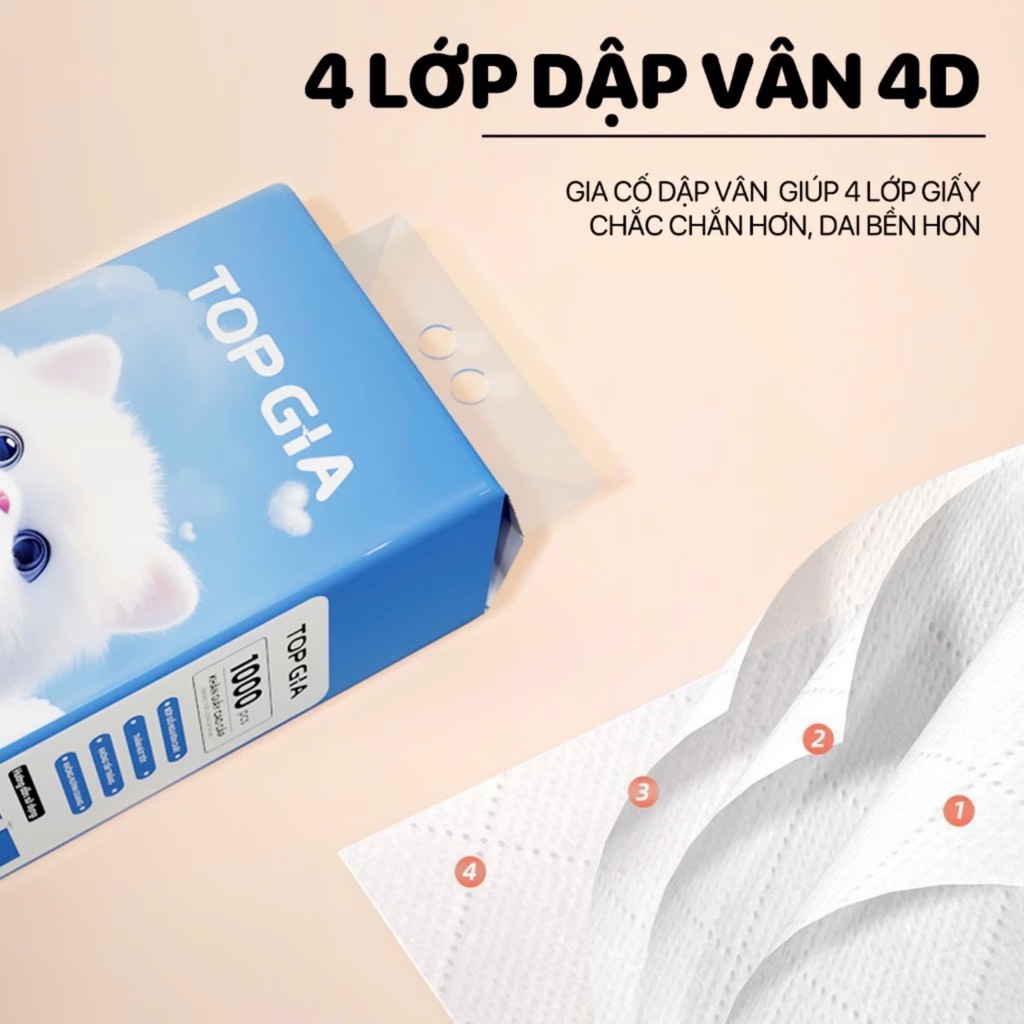 Bịch 1000 tờ khăn giấy rút Top Gia 130x175mm