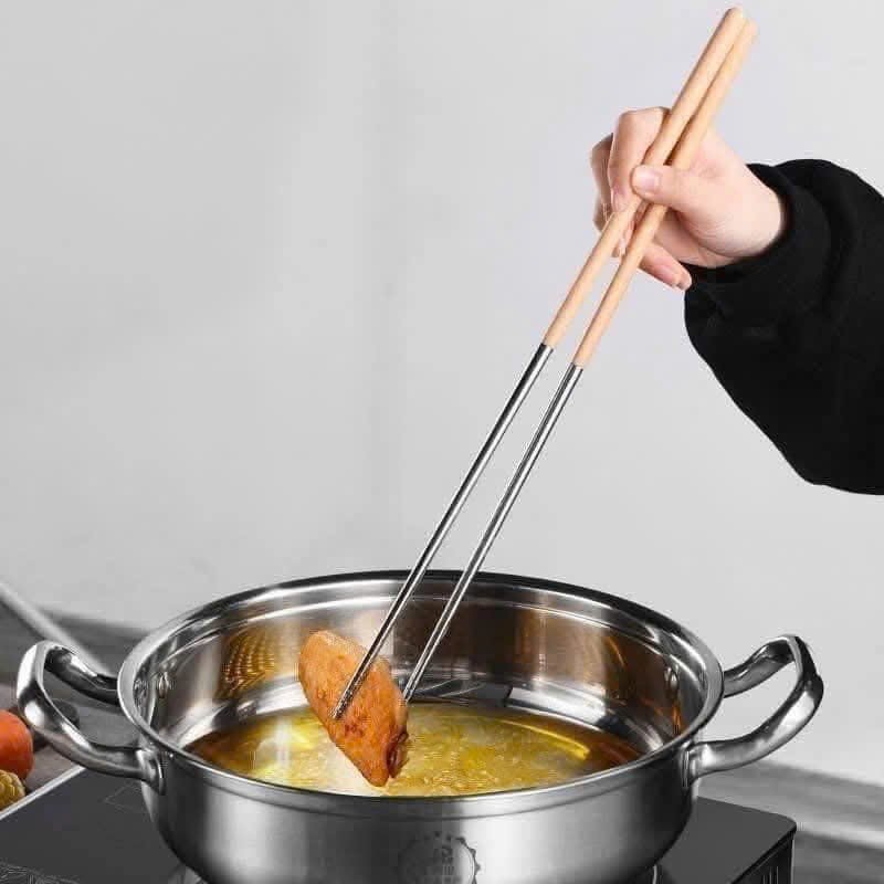TB. Đôi đũa xào đầu inox 304 cán gỗ dài 40cm