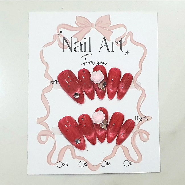 H03. Set 10 móng tay giả mắt mèo kèm keo và giũa móng