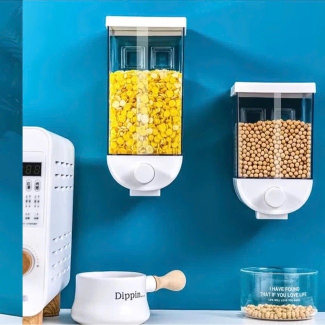 Hộp đựng hạt ngũ cốc gắn tường có nút ấn tự động nhả 1000ml