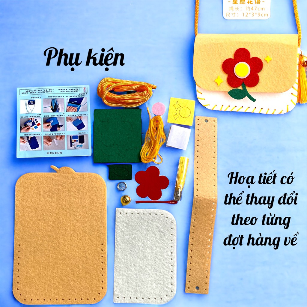 Phụ kiện làm túi đeo chéo dễ thương kèm móc chuông tua rua 12cm