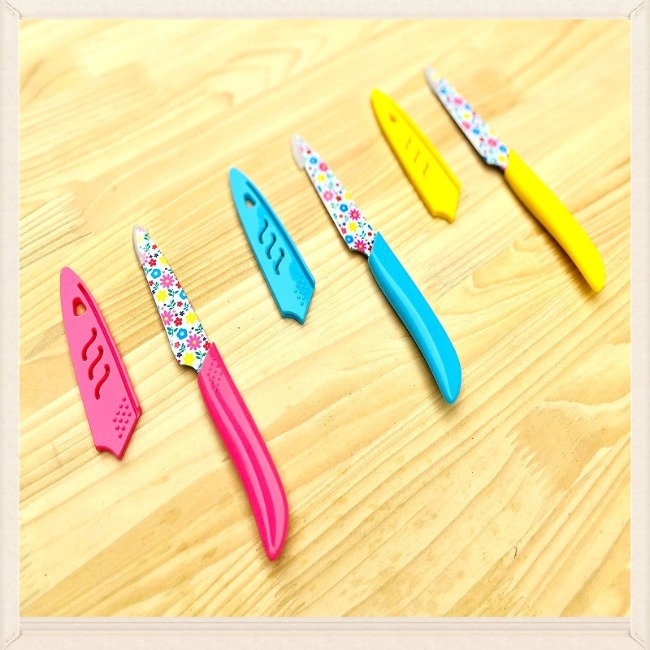 TB. Dao Gọt Hoa Quả Có Nắp Đậy Lưỡi Gốm Echo Metal Màu Xanh Nội Địa Nhật Bản