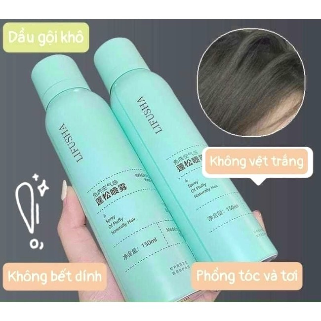 Dầu gội khô thuần chay cho tóc phồng màu xanh 150ml