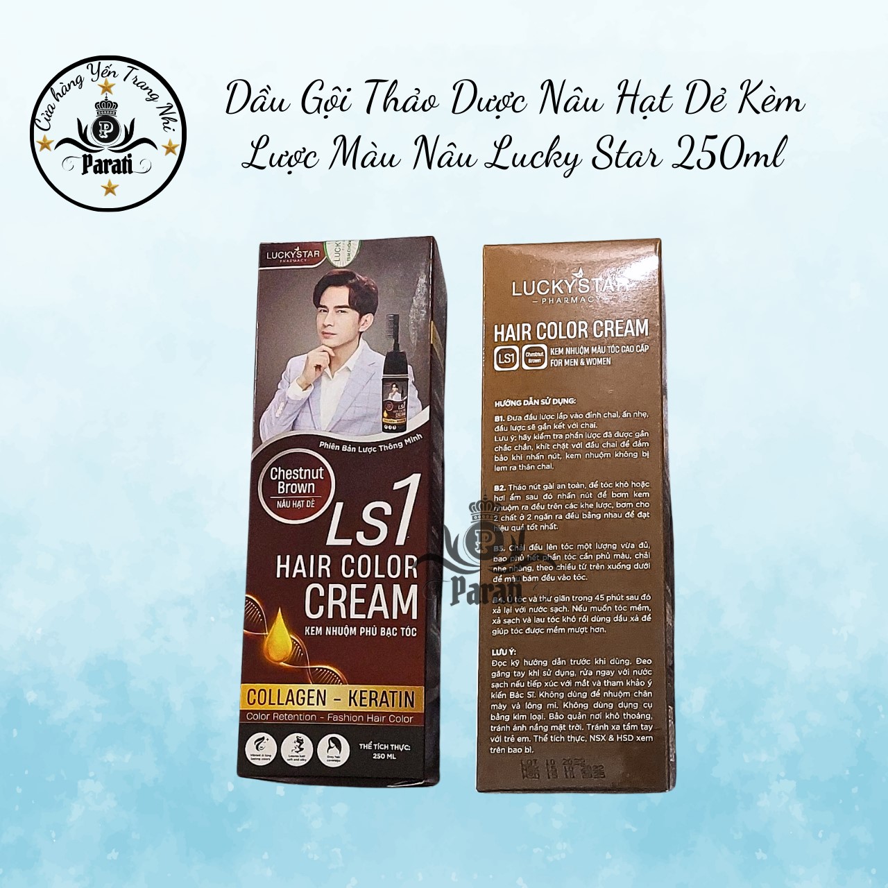 Dầu Gội Thảo Dược Cao Cấp Kèm Lược Màu Nâu Lucky Star 250ml