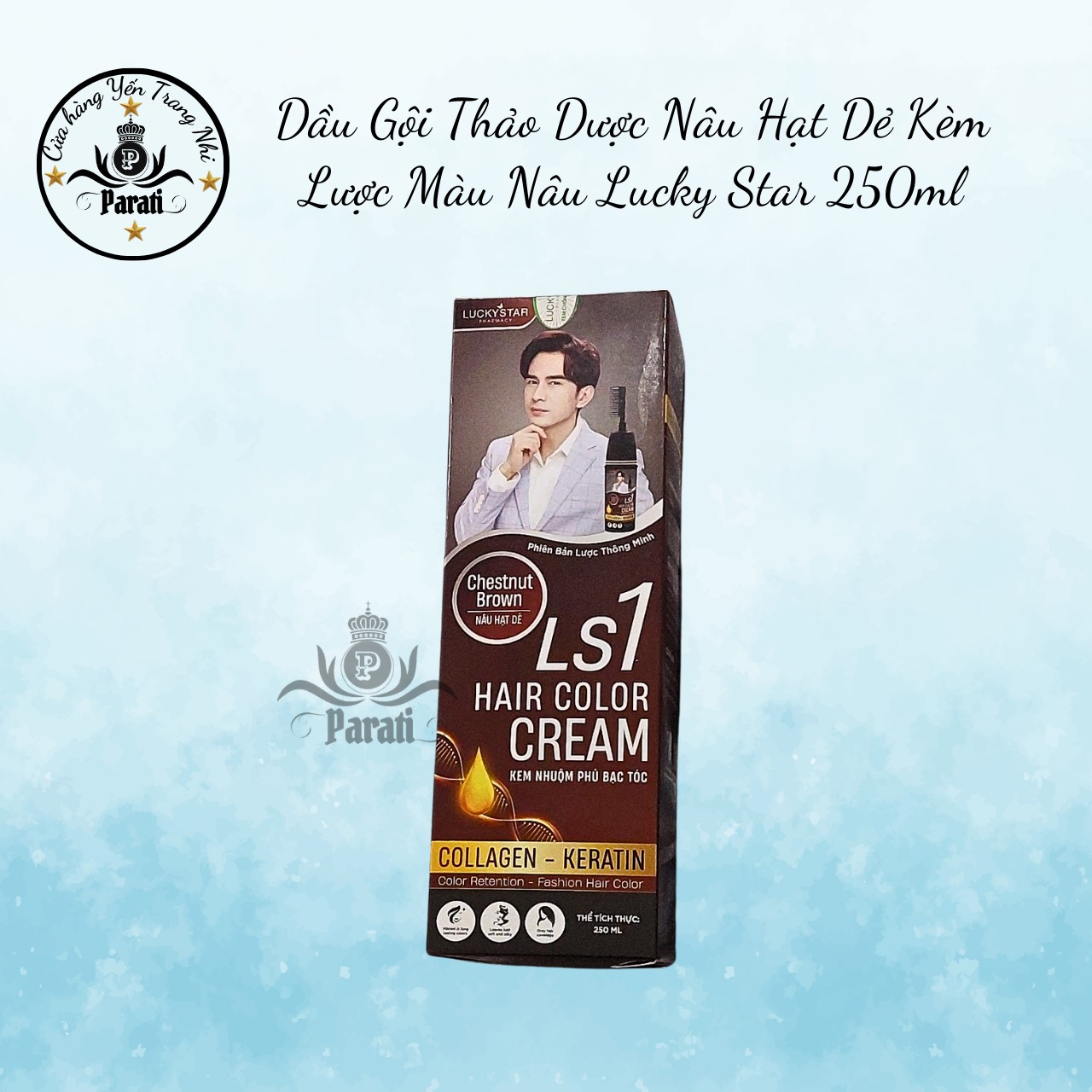 Dầu Gội Thảo Dược Cao Cấp Kèm Lược Màu Nâu Lucky Star 250ml