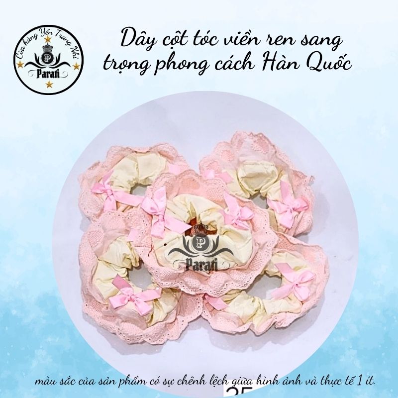 14.2 Dây cột tóc viền ren sang trọng phong cách Hàn Quốc