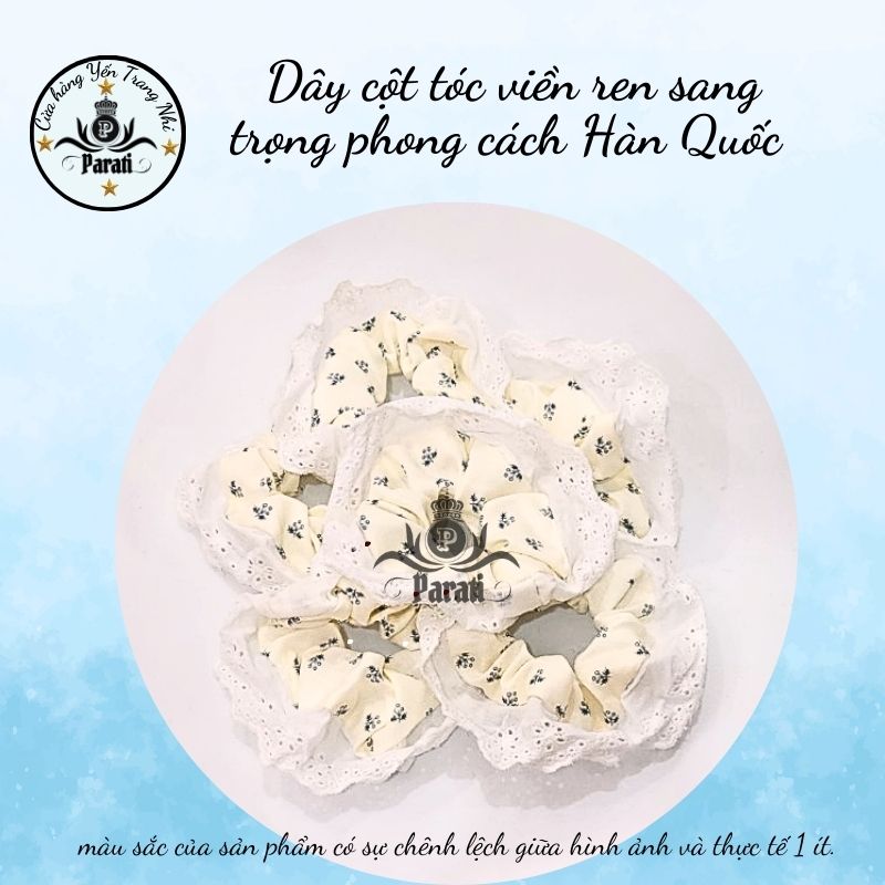 14.2 Dây cột tóc viền ren sang trọng phong cách Hàn Quốc