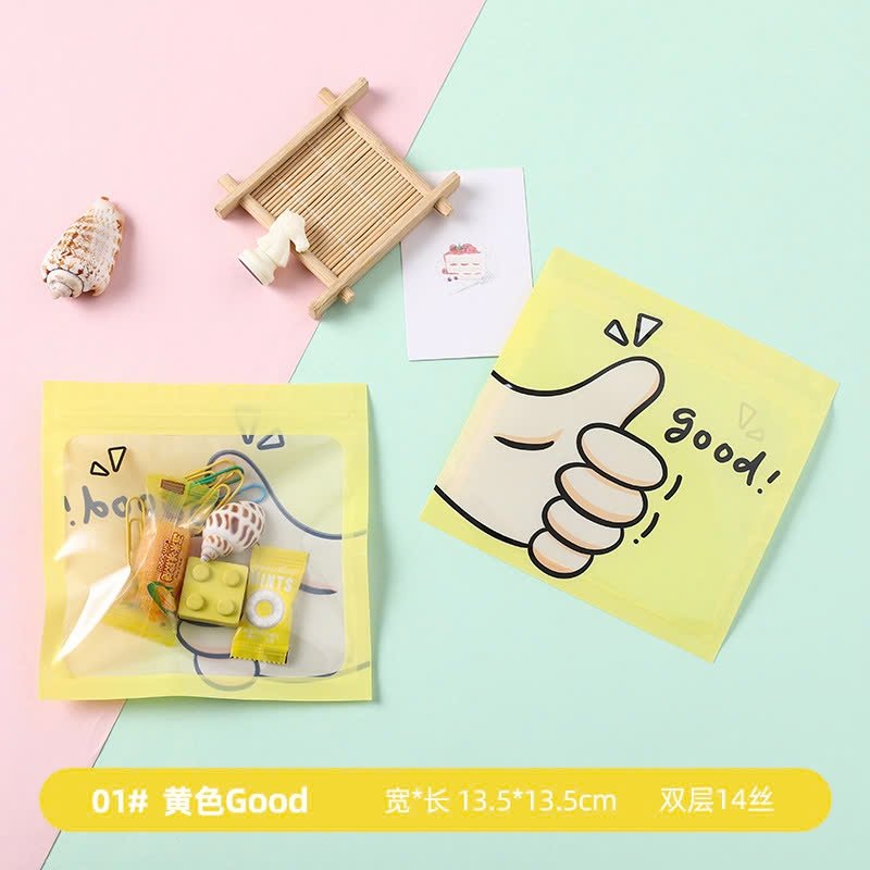 Sét 2 túi zip trong suốt phong cách ngôn ngữ bàn tay 13,5*13,5cm