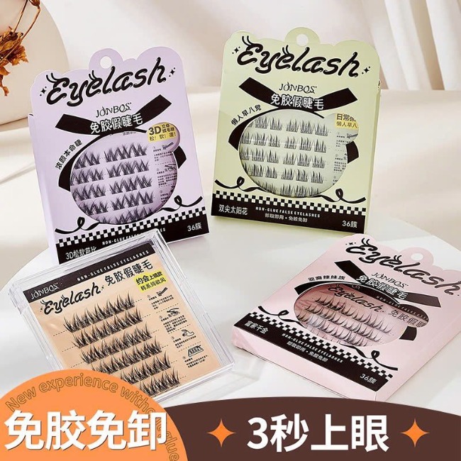 16.2 Vỉ 6 hàng mi giả cong dài, tự nhiên JONBOS không dùng keo J078