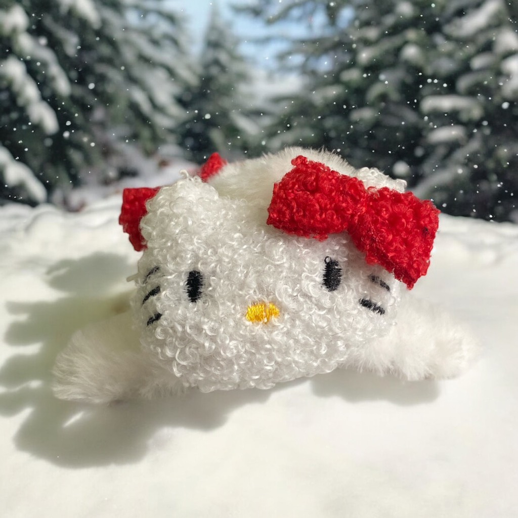 T6. Kẹp tóc càng cua lông mèo Hello Kitty dễ thương 12cm