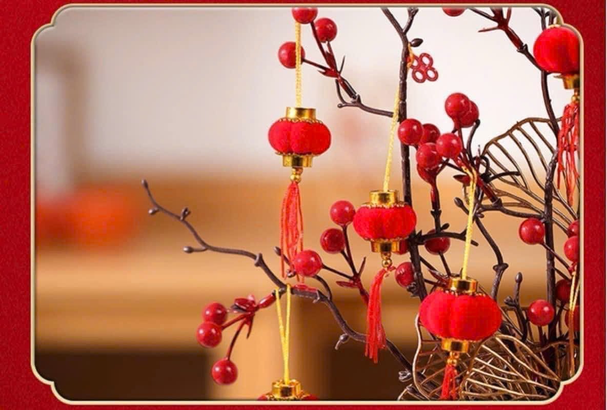 Lồng đèn nhung đỏ 6cm số 5
