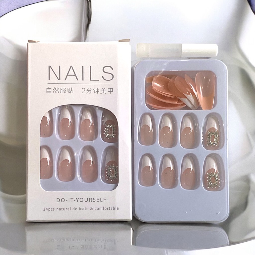 Set 24 móng đính đá kiểu keo
