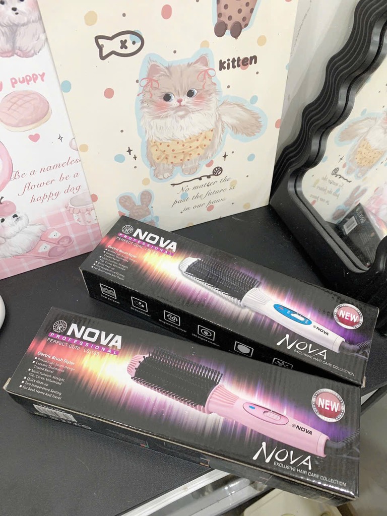 Lược chải tóc điện tử Nova màu hồng