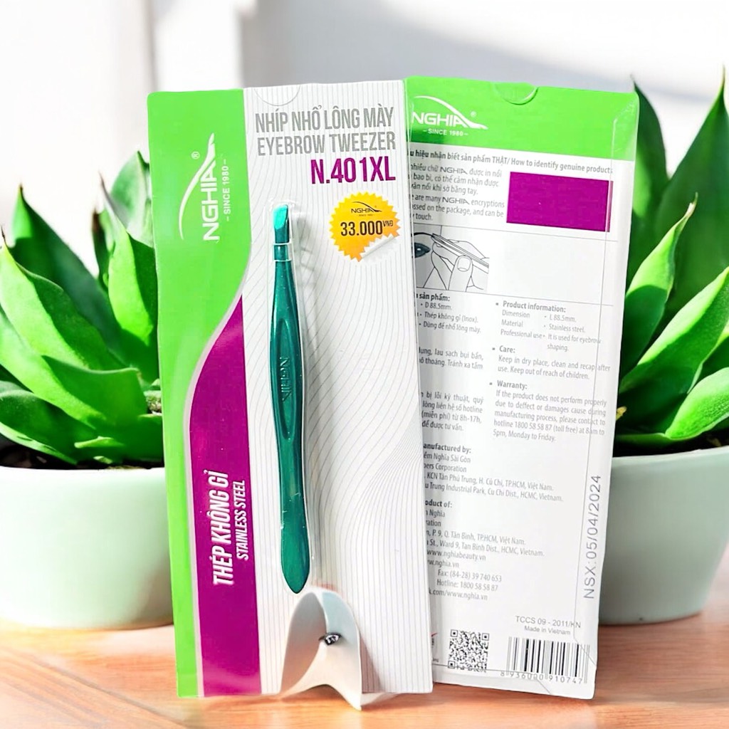 17.2 Nhíp nhổ lông mày thép không gỉ Nghĩa