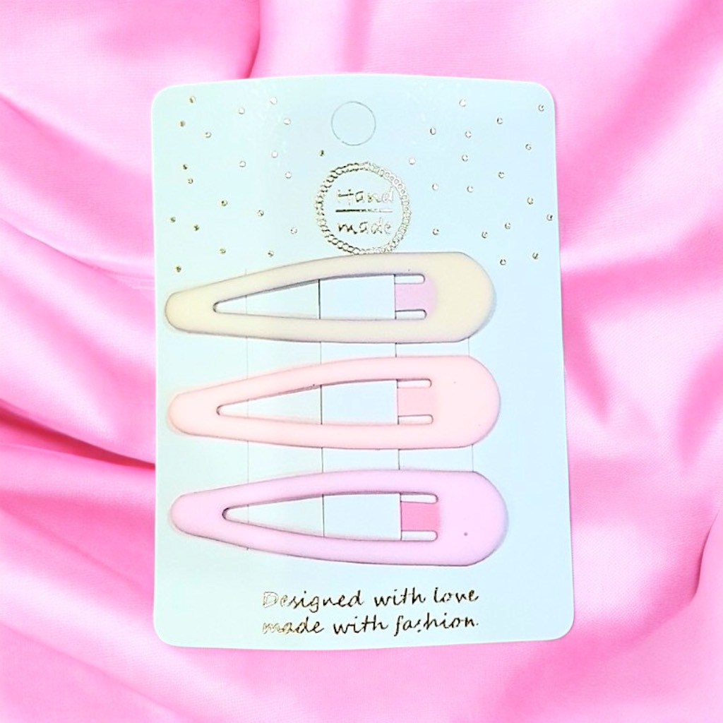 13.1 Sét 3 Kẹp Tim Sao Dài Trắng Hồng