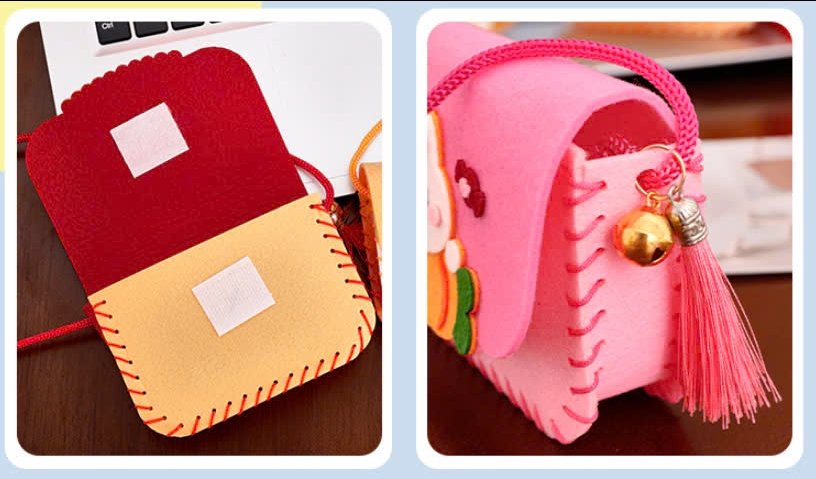 Phụ kiện làm túi đeo chéo dễ thương kèm móc chuông tua rua 12cm