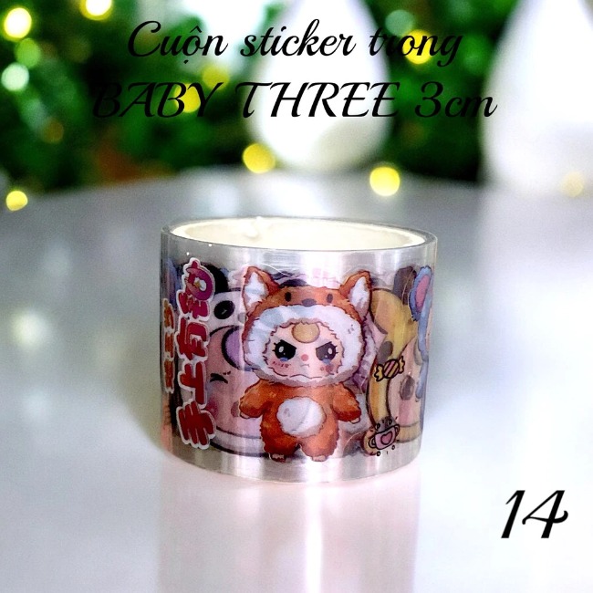 Cuộn sticker trong nhũ BABY THREE 3cm