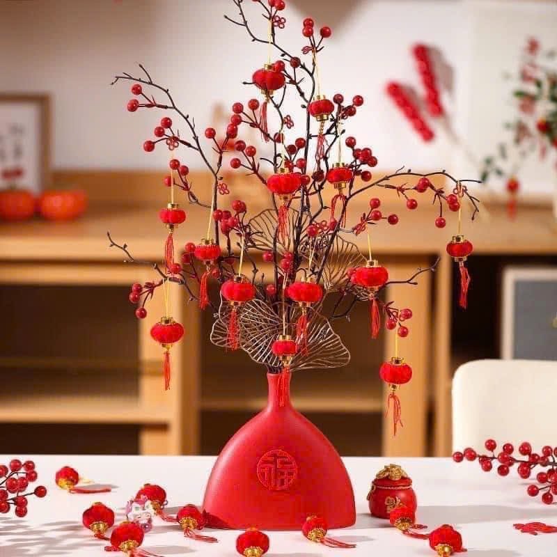 Lồng đèn nhung đỏ 6cm số 5